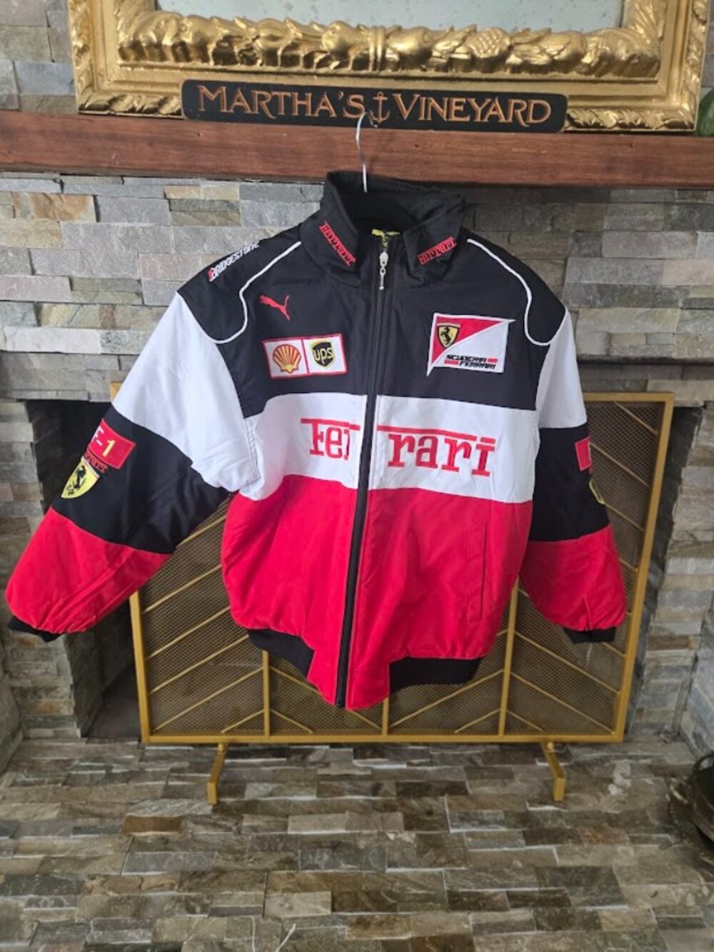Ferrari F1 Racing Bomber Jacket Red Black White Size S NWOT